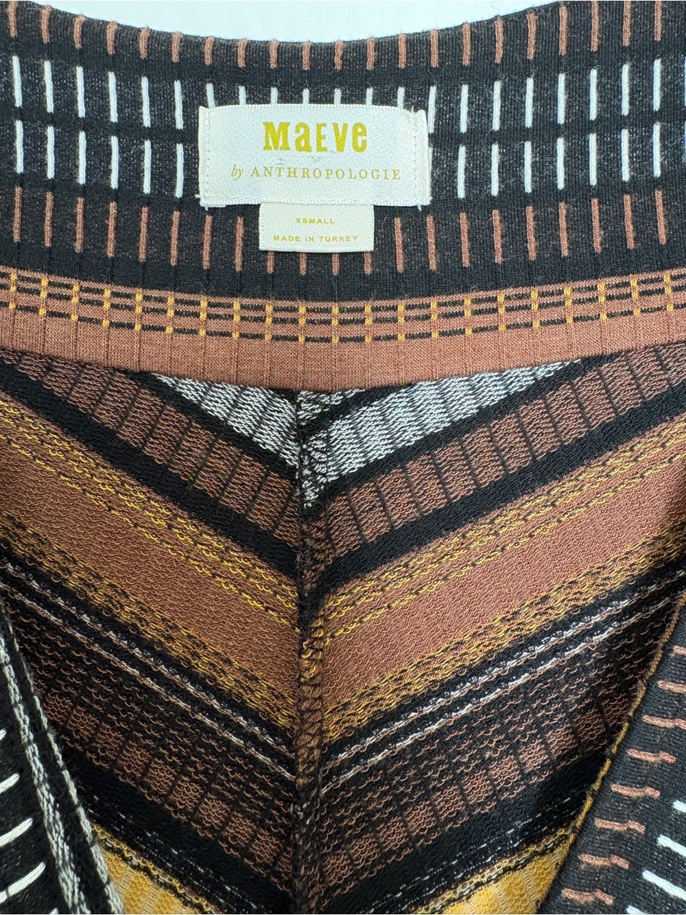 Anthropologie Maeve Striped Wrap Midi Dress Chevron Boho Retro Size XS - Picture 6 of 8